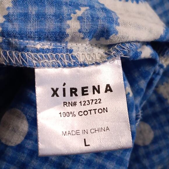 Xirena Fae Cotton Pockets Blue Curls Dress L - Picture 8 of 8